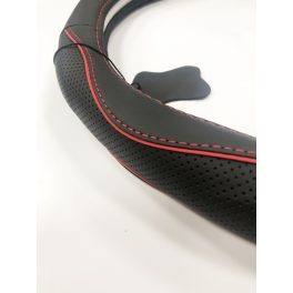 Valódi bőr kormányvédő SPORT -FEKETE-PIROS