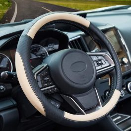   Autó kormányvédő, BŐRSZERŰ anyag 37 - 38 cm, CSÚSZÁSMENTES UNIVERZÁLIS- BEIGE